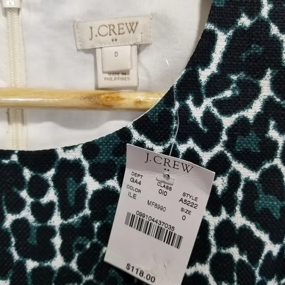 J. Crew Dress XS Sleeveless Animal Print Jumper Fit and Flare Dress NWT
